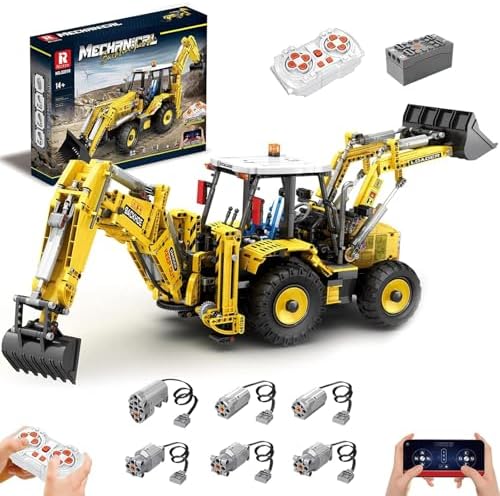 Reobrix Technic 22018 Excavator and Bulldozer 2 in 1 Building Blocks Set, Remote Control Backhoe Loader Toy, RC Construction Vehicles Model Kit for Teens 14+ and Adults, 2231 PCS