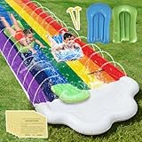 SKIKHN Pista Scivolo Acqua Doppio da Giardino,480x140CM Scivolo Acquatico Giardino,con Irr...