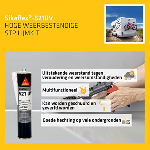 Sikaflex 521 UV, Zwart, Weersbestendige STP lijm en afdichtkit multi-ondersteuning, binnen en buiten, 300ml - Afbeelding 4