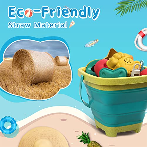 Homemall 14Pcs Beach Toys For Kids, Sand Toys Set For Toddlers, Sandbox Toys Includes Collapsible Bucket Shovel And Rake Set, Sand Molds, Summer Outdoor Travel Beach Toys For Kids Toddlers Boys Girls #TOP3