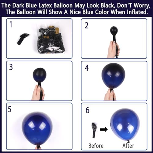 Blue Balloon Arch Kit - 111pcs Navy Blue Gold And White Balloon Garland With Confetti Balloon, Navy Blue Baloons Arch For Boy Men Birthday Baby Shower Wedding Anniversary Party Decoration Backdrop