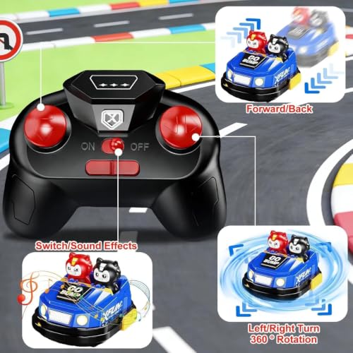 Image of Amitasha Remote Control Bumper Car Toy for Kids, 2-Player Battle Racing Game with Ejectable Drivers, 4-Channel RC Cars, Cool Light & Sound, Rechargeable Battery, Fun Indoor Toys