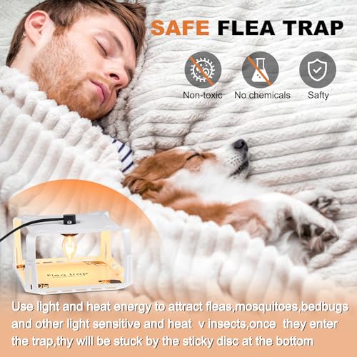 Qualirey 4 Pieces Flea Traps With 8 Sticky Disc 12 Bulbs 4 Electric Wires Flea Traps For Inside Your Home Safe Flea Light Trap For Indoor Safe To Pets thumb #4