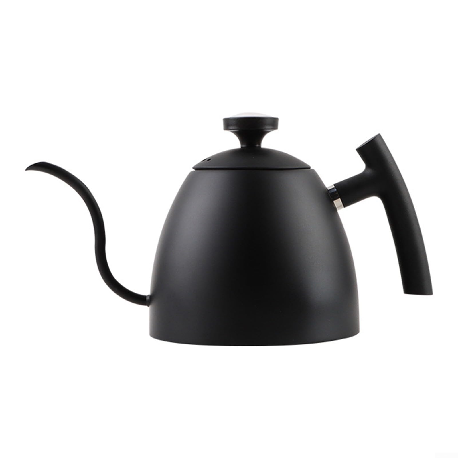 Hervidor de café Pourover de 1500 ml con boquilla de cuello de cisne, mango de madera, diseño de acero inoxidable para una salida de agua precisa y una preparación de café consistente (negro con