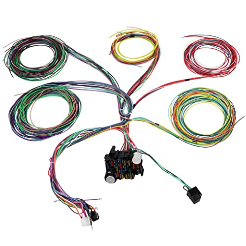 Universal 21 Circuit Wiring Harness Kit Extra Long Standard Color 17 Fuses For Gm Chevy Mopar Hotrods Ford Chrysler #TOP1