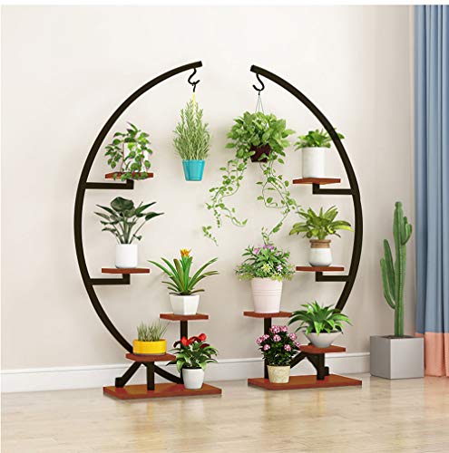 5 Tier Metal Plant Stand Pack of 2, Indoor Metal Plant Shelf Stand Decorative Bonsai Flower Shelves Pot Holder, Multi-Purpose Curved Metal Display Rack for Garden, Patio, Balcony, Home Decor (Black) - Thumbnail 2