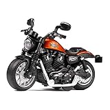 Gilumza Pull Back Motorcycle Toys, Tiny Gift with Music Lighting, Retro Motorcycles Toy for Boys Kids Age 3-12 Year Old (Orange)