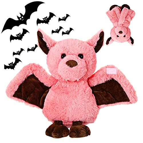 Image of Cuddly 11 inch Plush Bat Stuffed Animal Halloween Stuffed Animal Plush Toy Plush Animal Doll Bedtime Toys Birthday Xmas Furry Gifts for Children Kids Baby Toys (Pink, 11 inch)