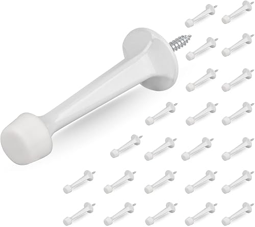 Miniatura 1 de HOMOTEK Paquete de 24 topes de puerta rígidos sólidos resistentes con punta de goma suave, tope de puerta fundido de zinc para proteger la pared y