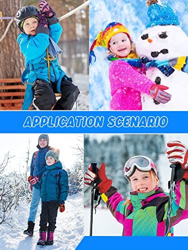 Newcotte 4 Pairs Kids Winter Snow Gloves Kids Waterproof Ski Gloves Kids Warm Winter Gloves Windproof Gloves For 8-15 Years Boys Girls (Fresh Style) #TOP4