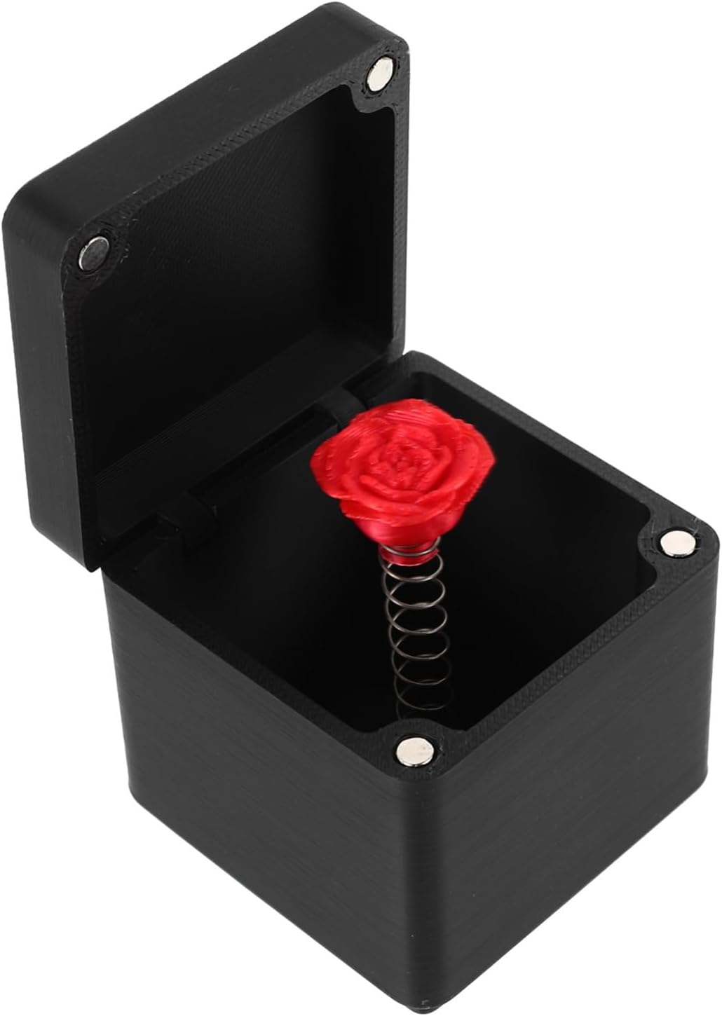 Valentine's Day Surprise Rose Box Prank Realistic Heart-Shaped Flower Simulation, Romantic Gift for Girlfriend or Wife, Compact 5x5cm Rose Box, Lasting Fun and Trick Decoration