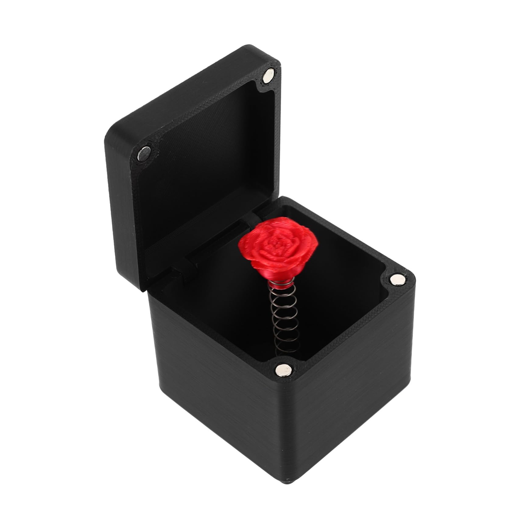 Valentine's Day Surprise Rose Box Prank Realistic Heart-Shaped Flower Simulation, Romantic Gift for Girlfriend or Wife, Compact 5x5cm Rose Box, Lasting Fun and Trick Decoration