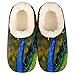 Pantofole da donna con pavone in peluche, foderate in casa, per camera da letto, da donna, comode pantofole, Multicolore, X-Large