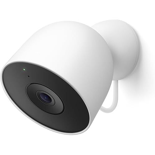 Google Nest Cam Outdoor (Wired, 2nd Gen) - Security Camera with 2K Video and Gemini, Night Vision, 2-Way Audio - Works with Google Home - 2025 Model - Snow