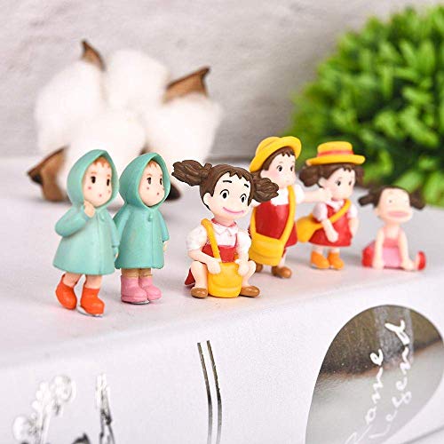 SANHOC 6pcs Hayao Miyazaki Fille de Bande dessinée Figurines Micro Minatures Paysage Décoration Bonsai Ornements Maison de poupée Décoration Cover
