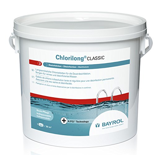 Bayrol Chlorilong Classic 250 g for Long-Term Disinfectant x 5 Kg Chlorine Tablets