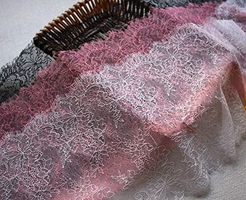 Finiture in pizzo, 3 metri di lunghezza 24,5 cm di larghezza doppio bordo for ciglia rifiniture in pizzo Chantilly rifiniture in pizzo da sposa rifiniture in pizzo francese(Black)