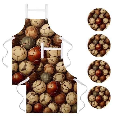 Tablier de cuisine football rétro : le coffret de 2 tabliers idéal pour les passionnés