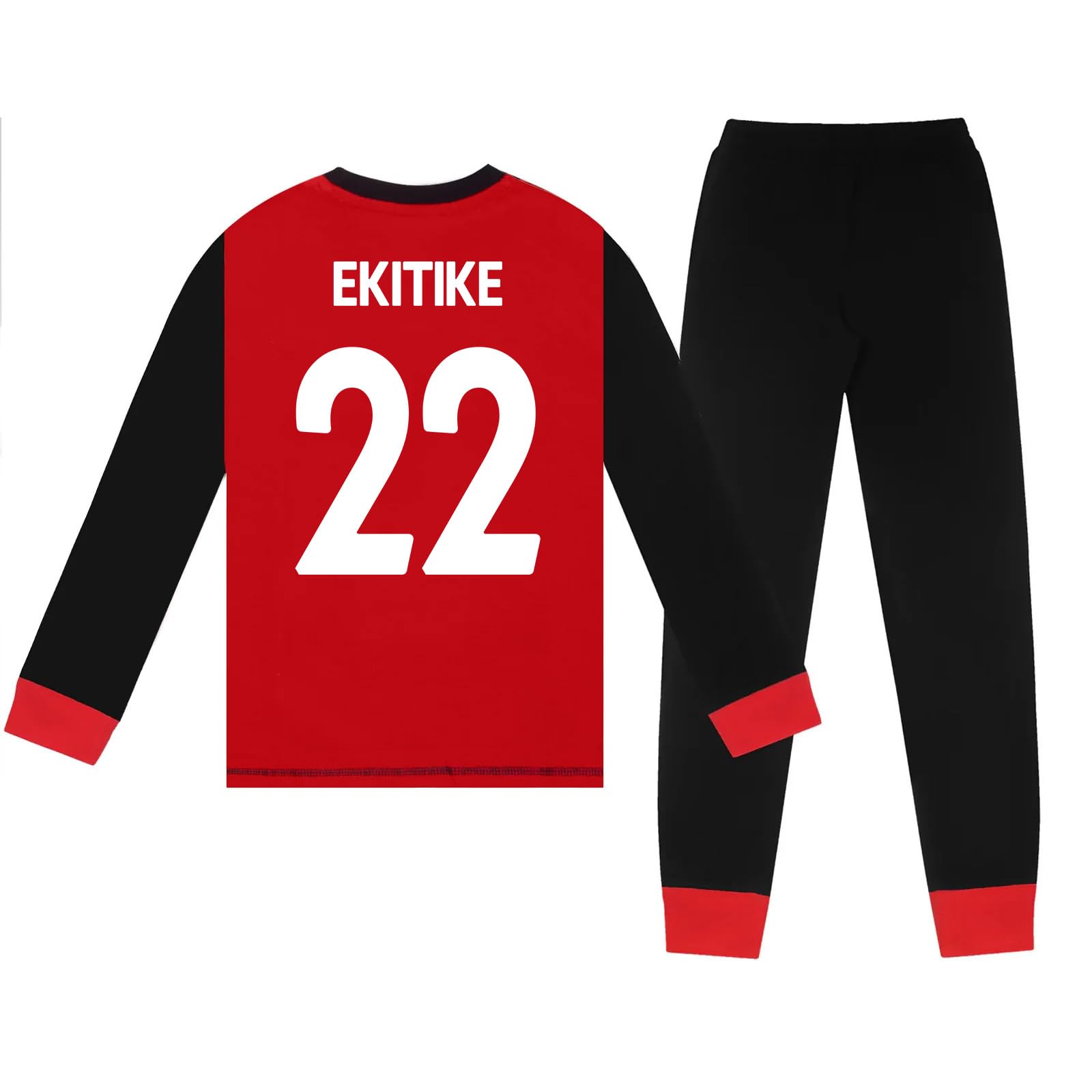 Liverpool FC Boys Ekitike 22 Long Pyjamas Red Black 7-8 Years