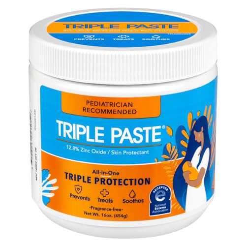 Image of Triple Paste Diaper Rash Cream for Baby - 16 Oz Tub - Zinc Oxide Ointment Treats, Soothes and Prevents Diaper Rash - Pediatrician-Recommended Hypoallergenic Formula with Soothing Botanicals