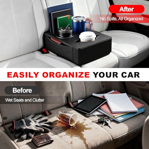 Portavasos para asiento trasero de carro en cuero PU miniatura 3