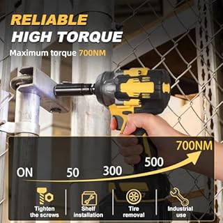 Clé à Chocs Sans Fil 700N.m, Visseuse a Choc Brushless 1/2" avec 5 Douilles à Chocs et Tige D'extension, 2 Batteries et Chargeur Rapide, 3200RPM, 21V Boulonneuse a Choc für Pkw, Pick-ups und DIY