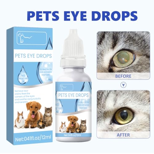 Image of Generic Dog Eye Care - Eye Wash Solution for Dogs, Tear Stain Remover & Eye Drops, Gentle Formula for Eye Health, Saline Eye Wash, Fragrance Free-12ml, white
