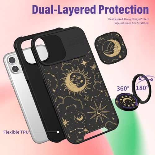 Image of Funermei for iPhone 11 Case - Women Girls Cute Phone Cover Girly Pretty Aesthetic Sun Moon Stars Unique Design with Camera Cover Funda for Apple for iPhone 11