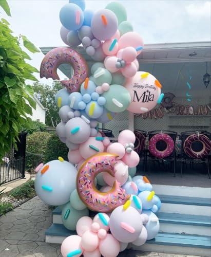 Biapian Donut Balloons, Pink Yellow Teal Balloons Pastel Pink Teal Sprinkles Confetti Balloons For Donut Theme Party Cutouts Kids Birthday Party Balloons Arch Photo Props Favor Ideas Supplies thumb #6