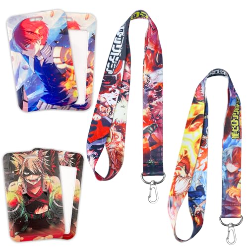 Babymiu Anime Hero Lanyard with ID Holder(2 Pack) for Key String Wallet