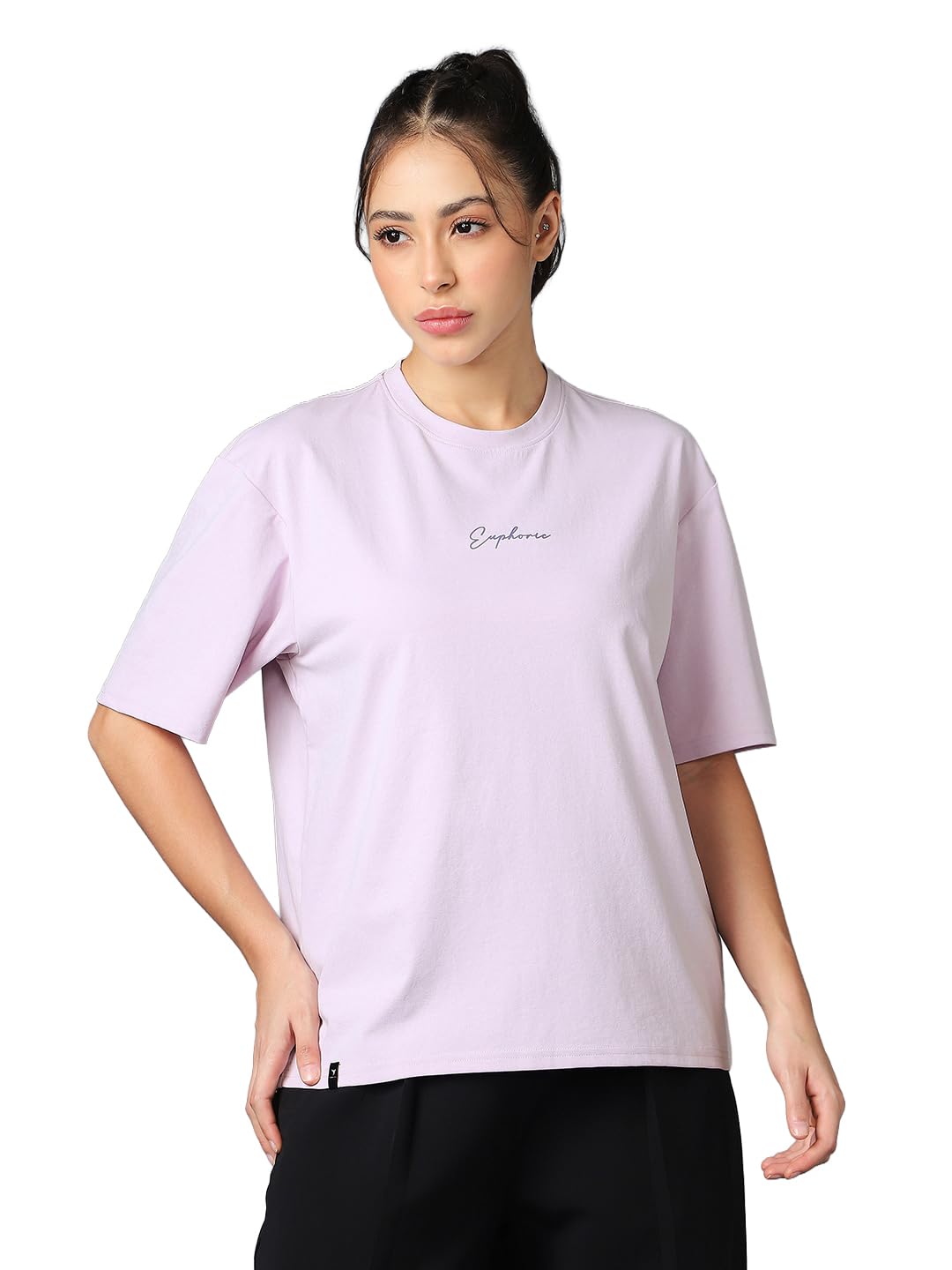 technosport Women Relaxed Fit Back Print T Shirt Round Neck Polyester Tshirt for Women Casual Streetwear Gym College Soft Breathable-picture-53