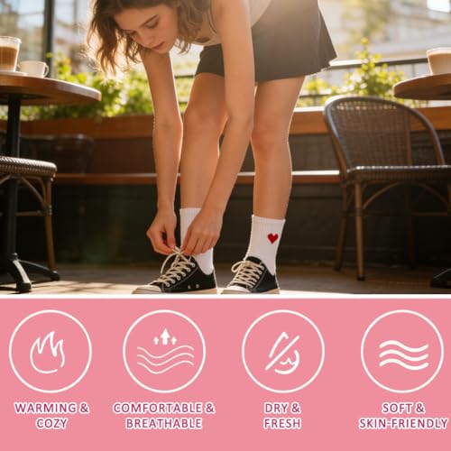 JhavexToy Calcetines Mujeres Blancos Corazones Rojos – 6 Pares Talla 36-40 Algodón, Suaves Respirantes, Accessorio Adorable & Versátil para San Valentín, Deporte, Trabajo & Quotidiano - imagen 7