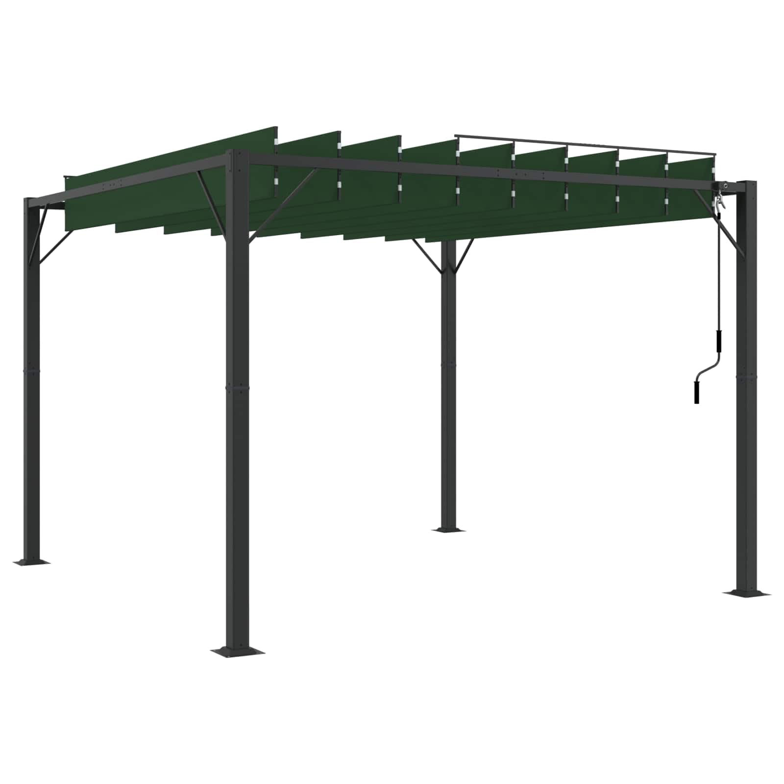 Gazebo z regulowanym dachem lamelowym, aluminiowa rama, 3 x 3 x 2,14 m, zielona, wodoszczelny poliester, idealna jako namiot ogrodowy, pergola, ochrona przed słońcem na taras, imprezę