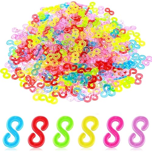Lot de 500 fermoirs en S - Plastique coloré - Pour raccorder bracelets - Adultes et enfants