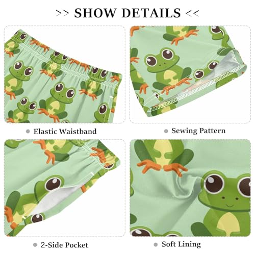 ALAZA Frog Green Pajama Shorts Sleep Shorts Pant Lounge Pajama Bottoms Elastic Waist with Pockets3