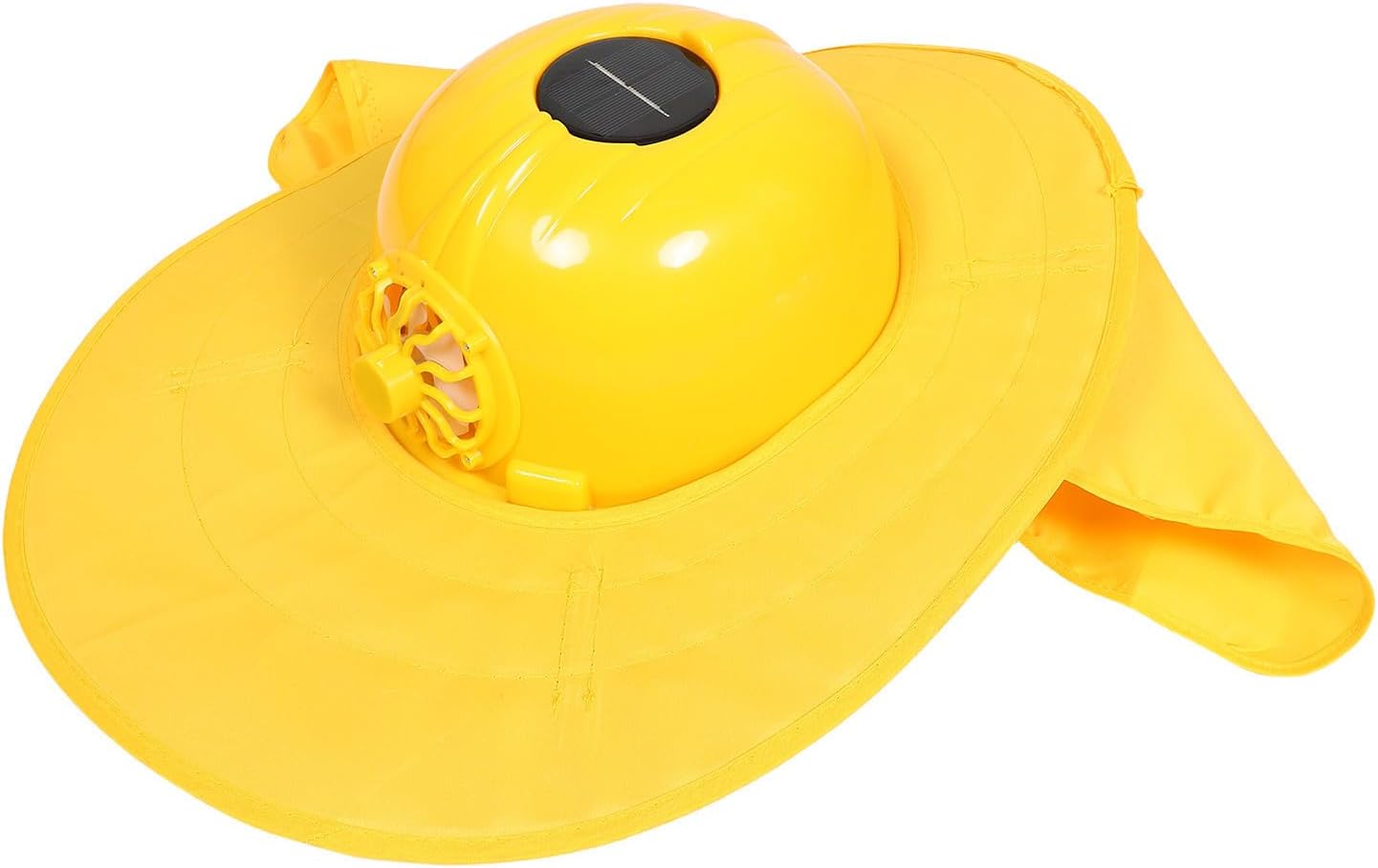 Veemoon 1set Solar Fan Hard Hat with Wide Brim and Neck Sunshade Lightweight Solar-Powered Cooling Fan Helmet for Outdoor Summer Work Construction Fishing Hiking High-Temperature