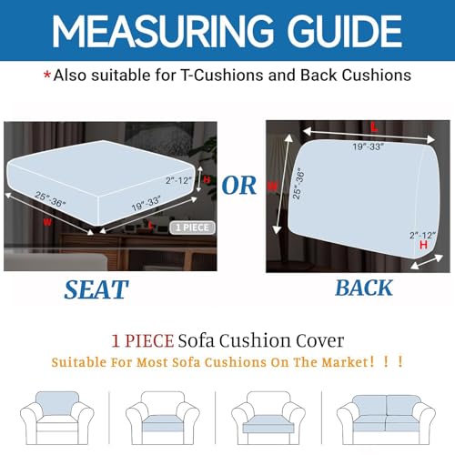 XINEAGE Large Couch Cushion Covers Seat Cushion Cover Thick Stretch Sofa Slipcovers 1 Piece Individual Couch Covers with Elastic Bottom(Single XL Seat Cushion/Backrest,Navy Blue)