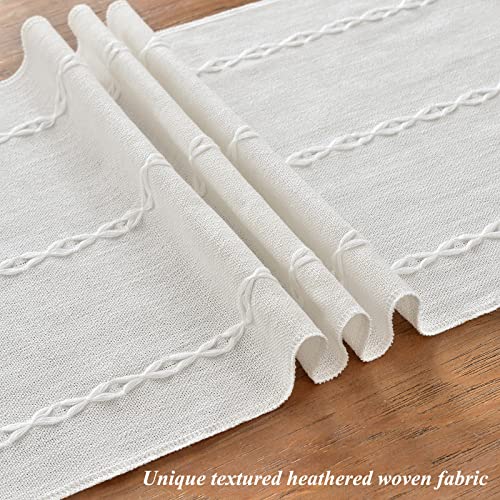 Wracra Rustic Linen Table Runner Farmhouse Style Table Runners 48 Inches Long Embroidered Table Runner With Hand-Tassels For Party, Dresser Decor And Dining Room Decorations (White, 13"×48") #TOP2
