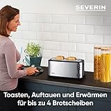 Severin Automatik-Toaster, 2 Langschlitzkammern, Für bis zu 4 Brotscheiben, 1.400 W, AT 2509, edelstahl/schwarz - 4