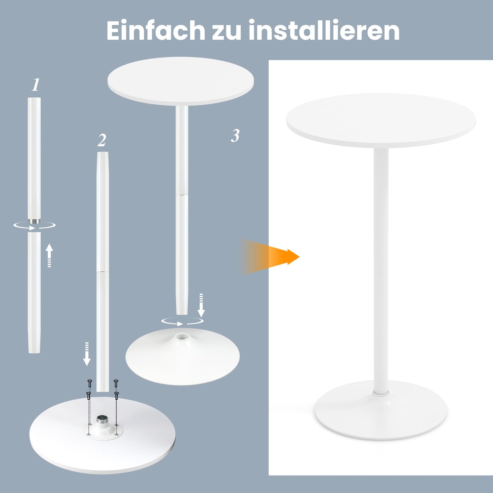COSTWAY Stehtisch Ø 60 cm, 2 in 1 Bartisch & Esstisch höhenverstellbar 56/101,5 cm, Bistrotisch rund, Bartisch, Partytisch für Balkon, Club, Pub, Zuhause (Weiß,1)