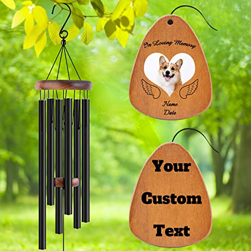 Image of Personalized Custom Wind Chimes Memorial Gift for Loss of Loved One Mother Dad Mom Dog Pets Customized Outdoor Sympathy Wind Chimes with Photo Text