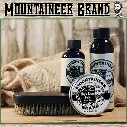 Beard Grooming Care Kit For Men By Mountaineer Brand | Beard Oil (2Oz), Conditioning Balm (2Oz), Wash (4Oz), Brush (Wv Pine Tar) #TOP1