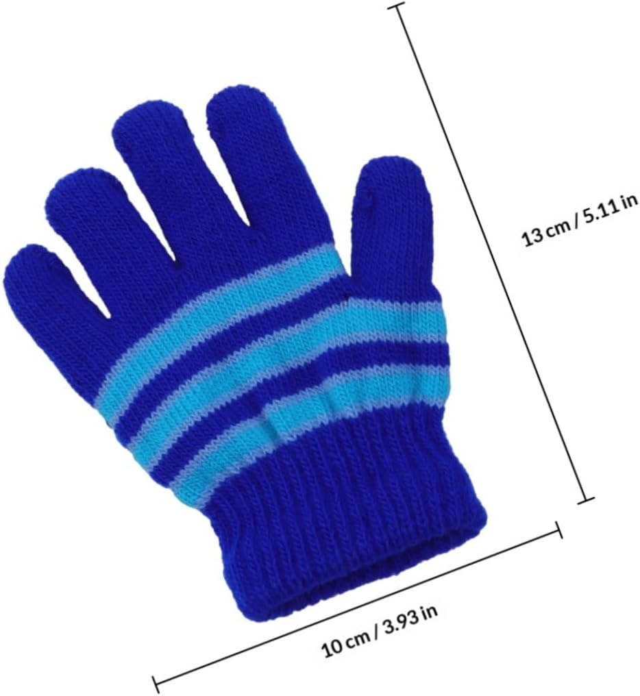 6 Pairs Knitted Gloves and Full Finger Warm Mittens for 2-5 Years Boys and Winter Cold Weather Protection