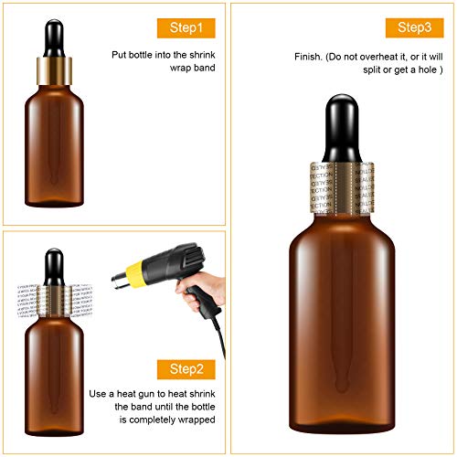 Image of Morepack Shrink Bands for Bottle Jars 45x23mm 200Pcs | Printed Perforated Heat Shrink Wrap Sealer
