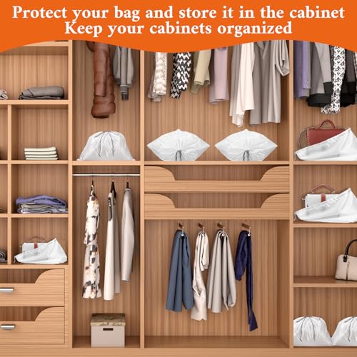 10 Pcs Dust Bags for Purses and Handbags, Silky Satin Dust Cover Dustproof Drawstring Bag White Travel Storage Pouch for Handbag Purse Shoes Boots 19.6 × 15.7 Inch2