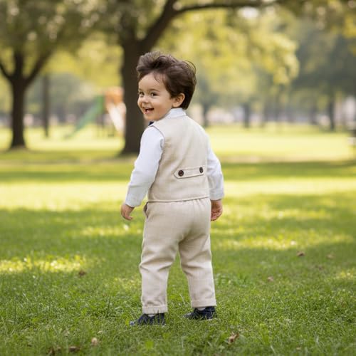 Image of Volunboy Toddler Suit Boys Formal Wedding Guest Dress Outfit | graduation dress clothes, gentleman ring bearer bowtie outfit, back-to-school pants set, birthday photoshoot dressy outfit