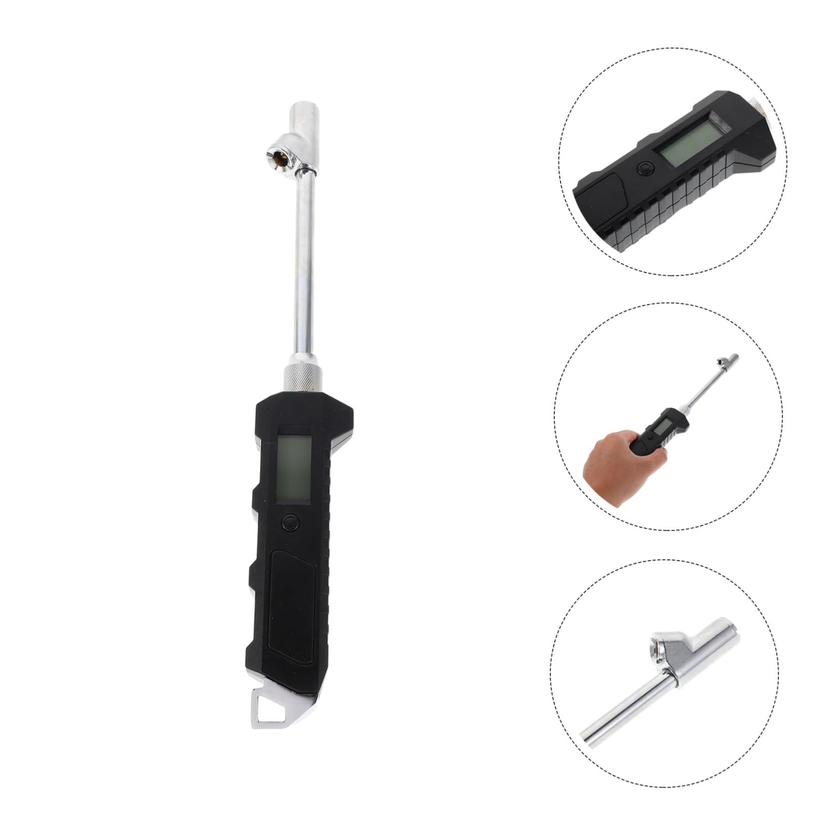 Manometro Digitale per Pneumatici a Doppia Testa per Auto | Display Lcd Retroilluminato, Struttura Portatile Leggera, Metallo e Abs, Uso su Bici e Auto
