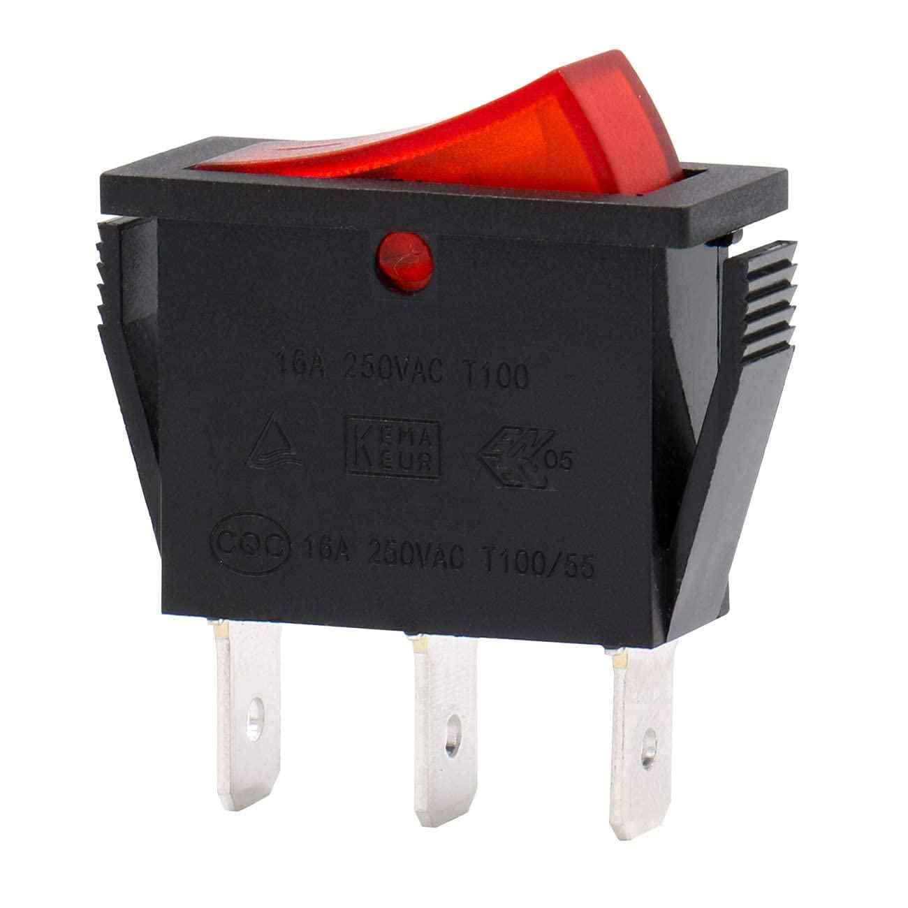 AUTOZOCO Interruptor basculante ON-OFF SPST 3 vias con led, 20 A, interruptor auxiliar luz, controlador eléctrico botonera, boton interruptor con luz led Rojo