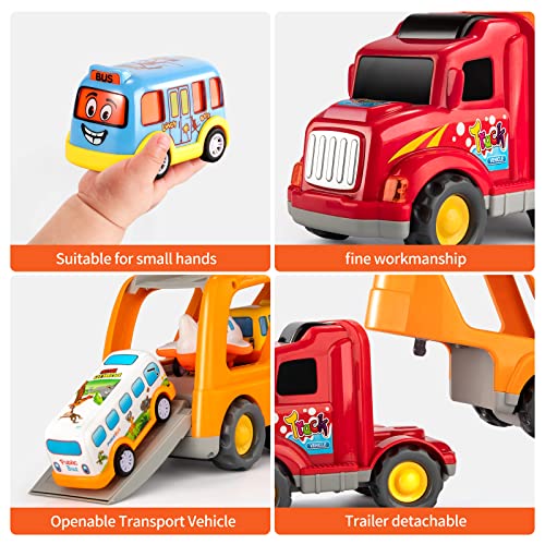 Construction Car Toys For Toddlers Kids, Carrier Truck Toy For 1 2 3 4 5 6 Year Old, 5 In 1 Friction Powered Car Toy For Boys & Girls, Push And Go Vehicles, Christmas Kids Gift Age 3-8 #TOP2