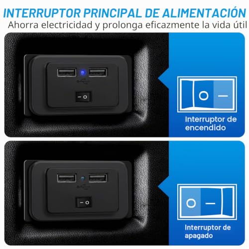 Cargador de coche USB dual 4.8A de 12V/24V con interruptor panel para barco 3